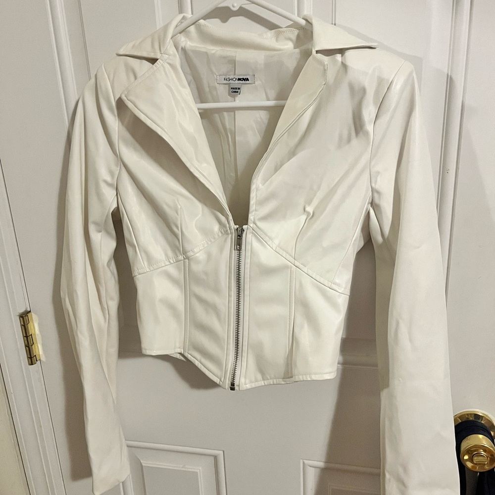 White Faux Leather Jacket